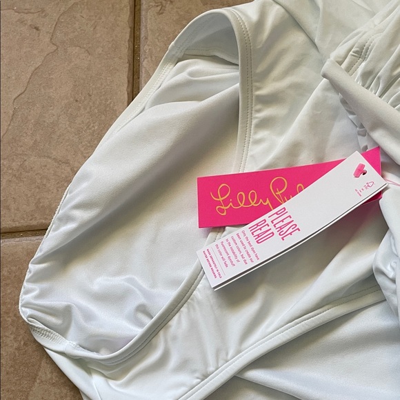 Lilly Pulitzer White Ruched Strapless Swimsuit - Picture 2 of 9